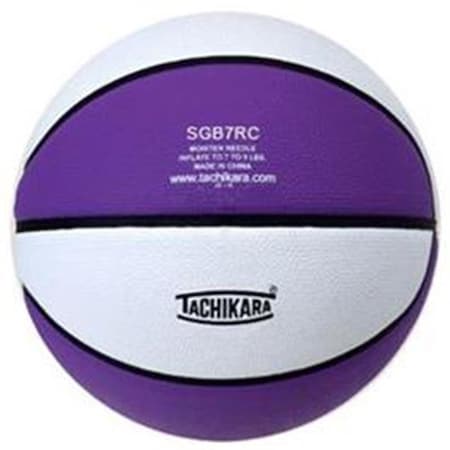 Tachikara Tachikara SGB7RC.PRW Indoor-Outdoor Rubber 29.5 Basketball - Purple-White SGB7RC.PRW